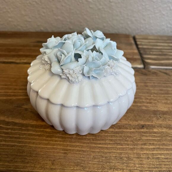 Vintage Japenese Rice Floral Porcelain Trinket Box - Picture 11 of 11